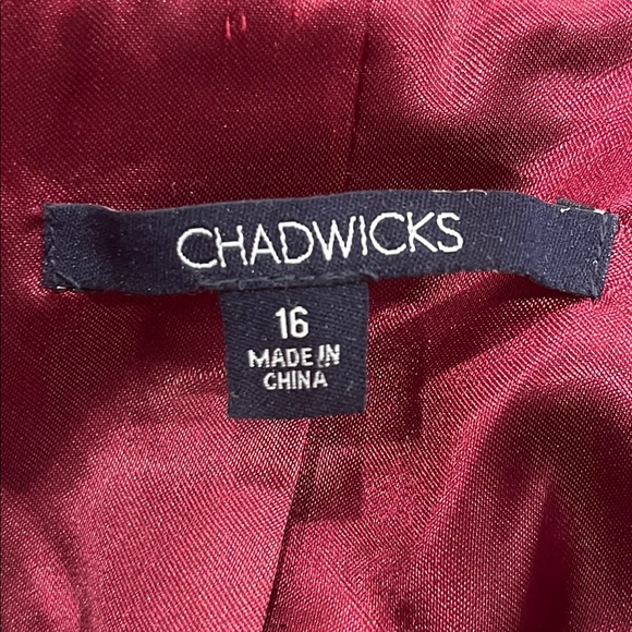 Chadwicks Y2K Suede Leather Blazer Jacket Button Front Wine Size 16 - Picture 11 of 12